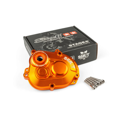 CARTER DE TRANSMISSION STAGE6 R/T MK2 PIAGGIO ZIP ORANGE AVEC VIS TITANE